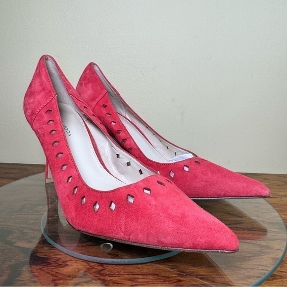 Pelle Moda Iria Pointed Toe Pump in Flame Red Suede - Picture 8 of 16